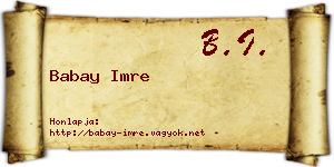 Babay Imre névjegykártya